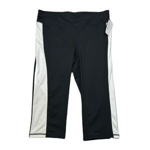 ID Ideology Colorblocked Capri Leggings Womens 2X Plus Size‎ Black White Stripe